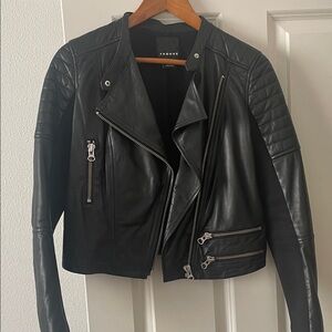 Trouve Quilted Black Leather Jacket